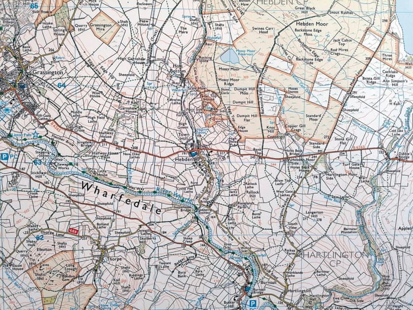 Informative map on dining room wall | Brambledene, Hebden, near Grassington