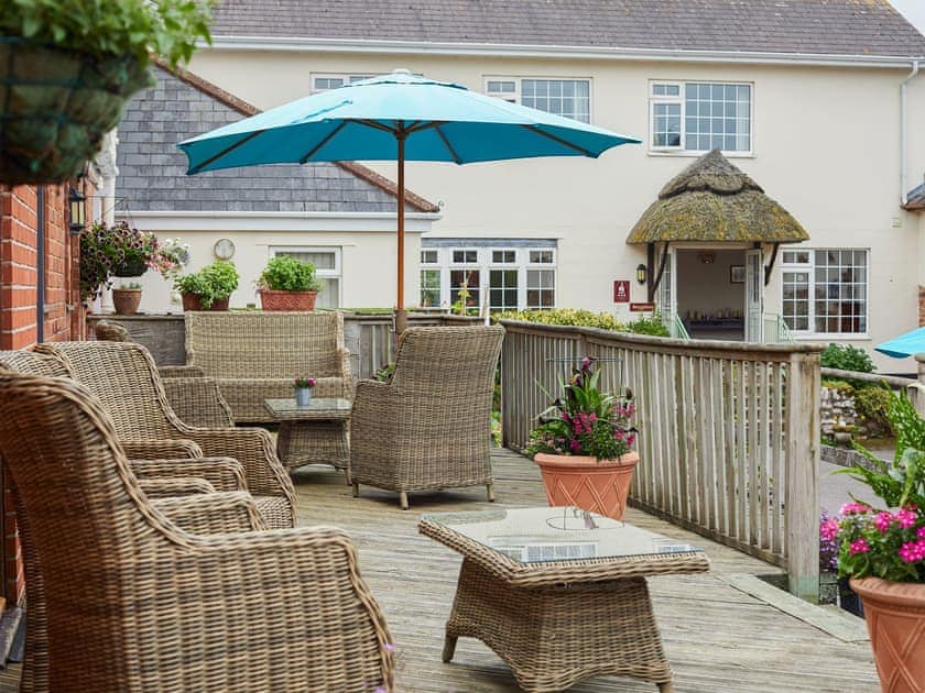 Sitting-out-area | The Milking Parlour - Sid Valley Cottages, Sidbury, near Sidmouth