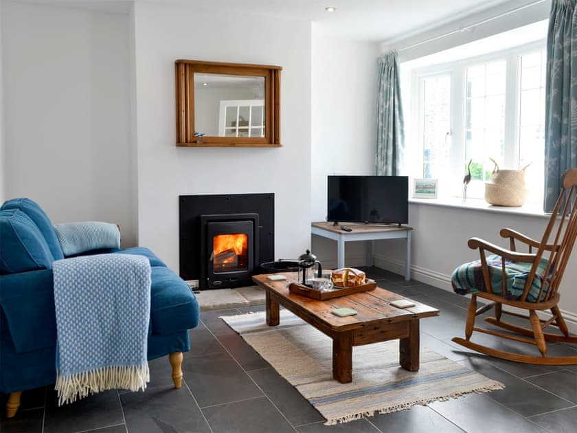 Cosy living room with wood burner | Morolwg, Borth, near Aberystwyth