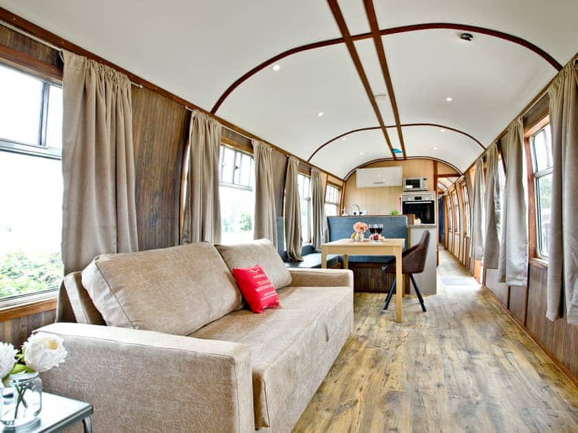 Well presented open plan living space  | Brunel Boutique Railway Carriage No 4 - Brunel Boutique Railway Carriages, Dawlish Warren