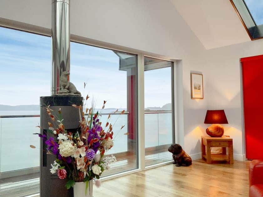 Light and airy living space with views of Loch Etive | Otters View, Connel, near Oban