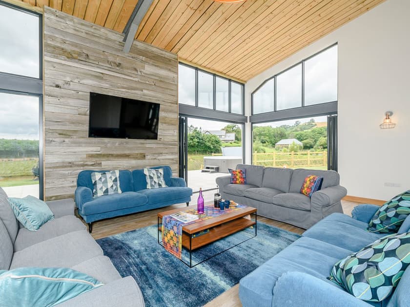 Stylishly furnished living area | The Otters - East Dunster Deer Farm, Cadeleigh, near Tiverton