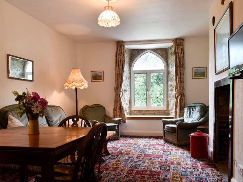 Spacious living/dining area with wood burner | Honeybags - Wooder Manor, Widecombe-in-the-Moor, near Bovey Tracey