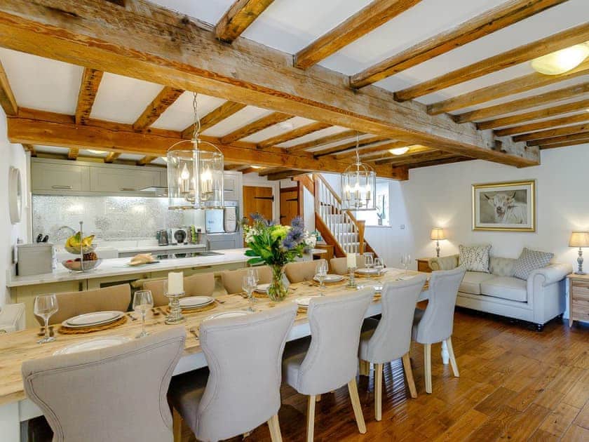Open plan dining room and kitchen | Waterside Barn - Bradbourne, Bradbourne, near Ashbourne