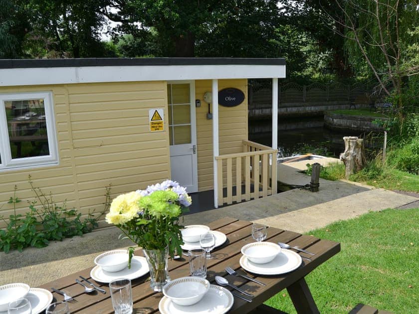 Outdoor dining area | Olive - Houseboats, Stalham Staithe, near Stalham