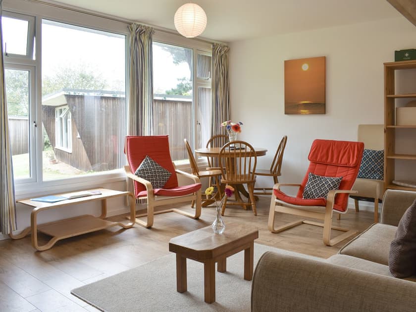 Light and airy living and dining room | Chalet 6 - Mount Hawke Holiday Bungalows, Mount Hawke, near Redruth