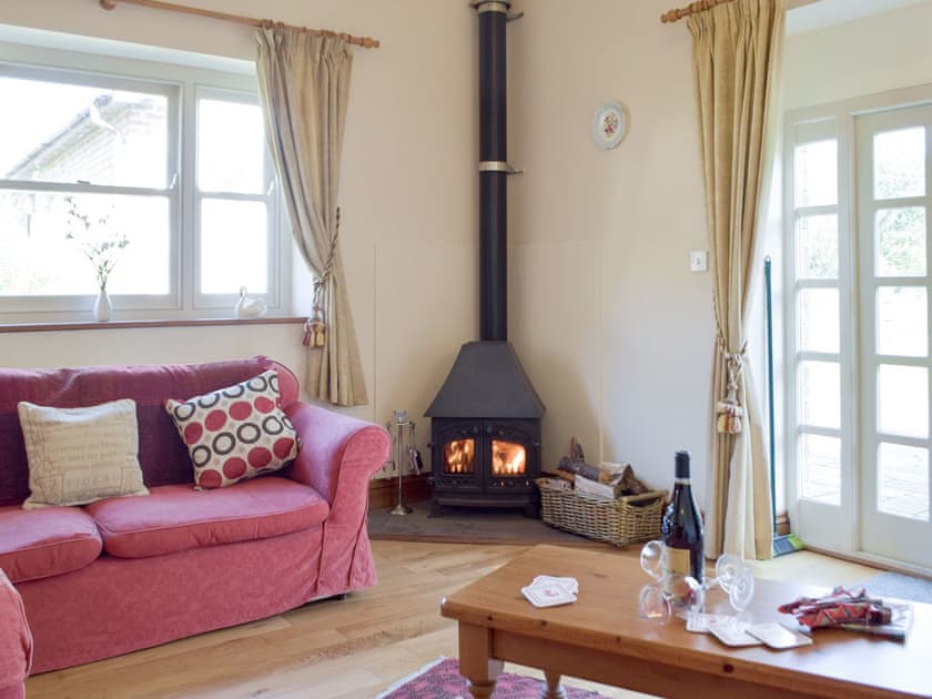Warming wood burner | Cothi Cottage - Upton Hall Cottages, Nantgaredig, near Llandeilo