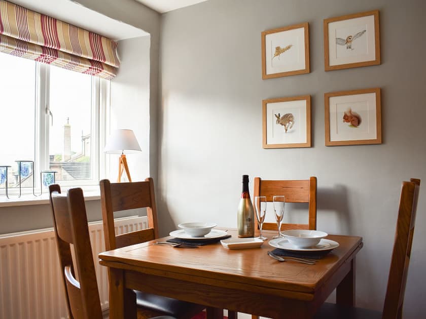 Modest dining area with a far reaching view | 3 Winville Mews, Askrigg, near Hawes