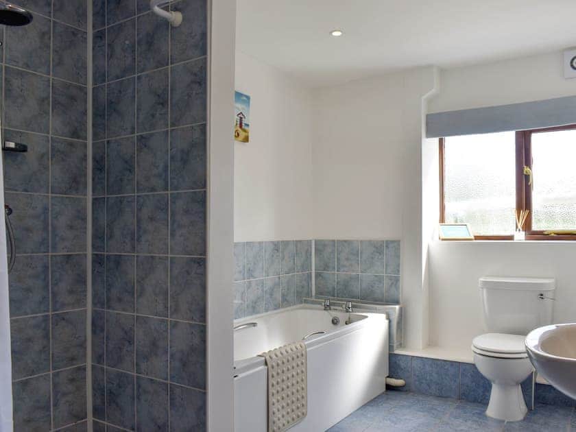 Family bathroom with bath and separate shower enclosure | The Old Dairy, Thorncombe, near Broadwindsor