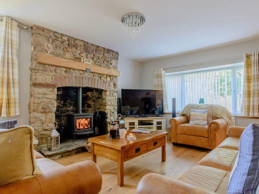 Living room with wood burner | Honeycott, Llangattock, near Crickhowell