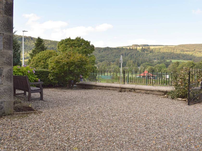 Lovely view from the gravelled patio area | Hill View House - Hillview Holidays, Aberfeldy