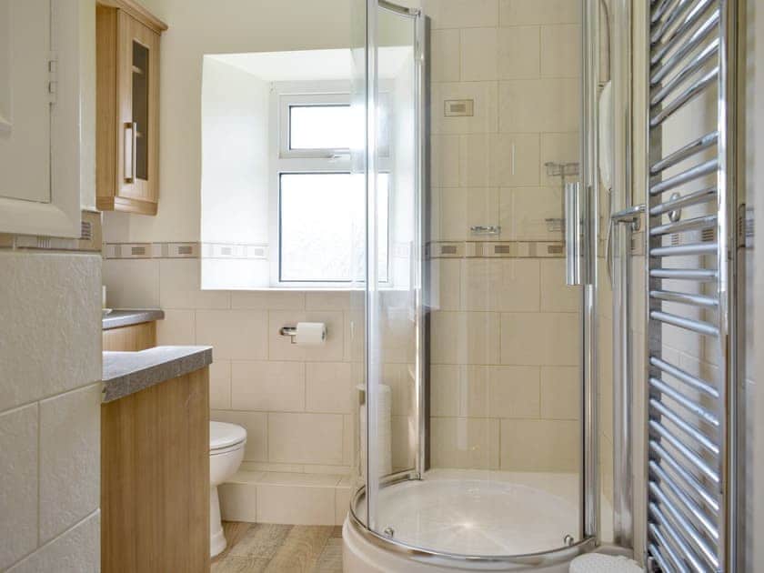 Family shower room with heated towel rail | Grassgarth Cottage, Redmire, near Leyburn
