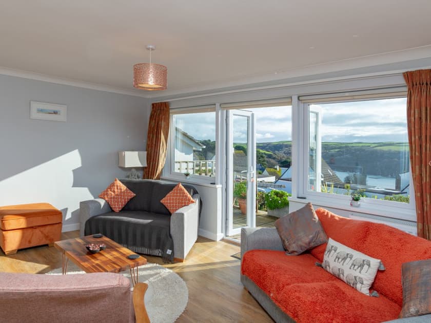 Stylish living area with French doors to the patio | Bosula, Fowey