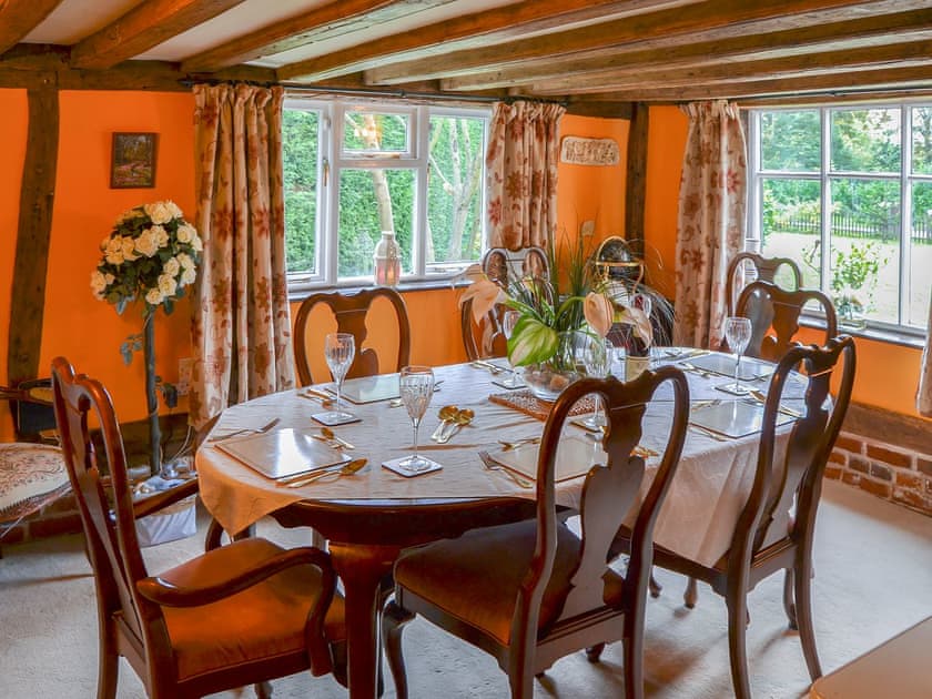 Wonderful dining room with dual aspect windows | Tattlepot Farmhouse, Pulham Market, near Diss