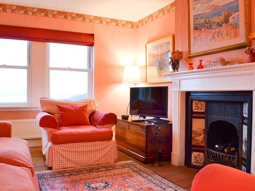 Living room with feature fireplace | Vindolanda, Fearnbeg, near Applecross