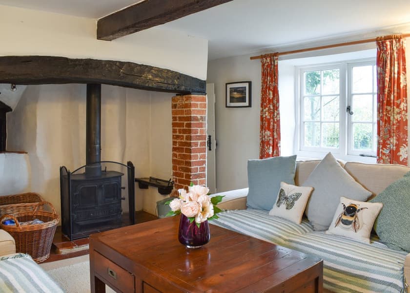 Living room with cosy wood burning stove | Yew Tree Cottage, Farnham, near Blandford Forum