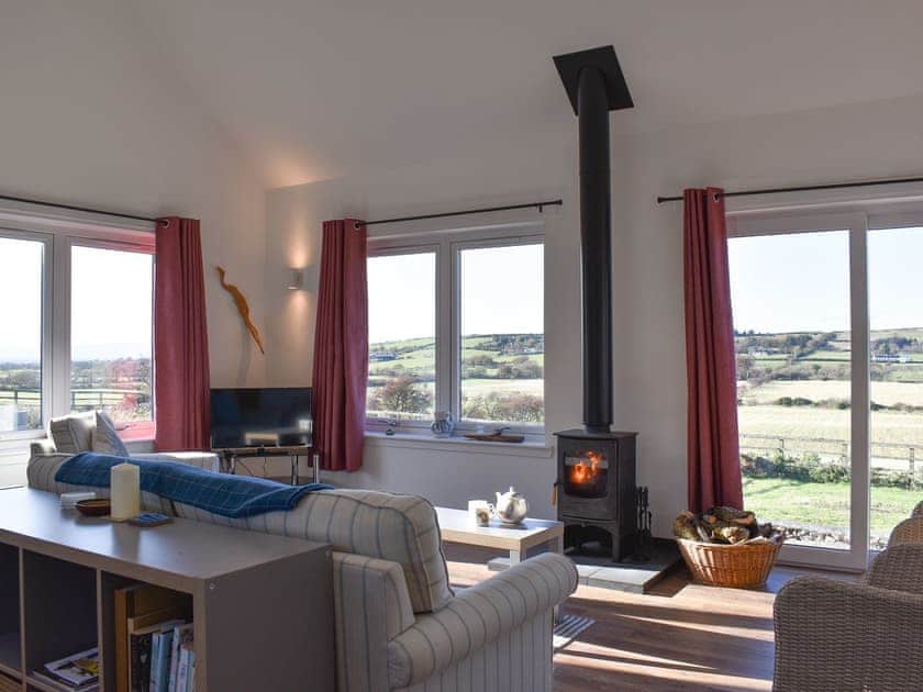 Open plan living space with wood burner | The Stables, Shiskine near Blackwater