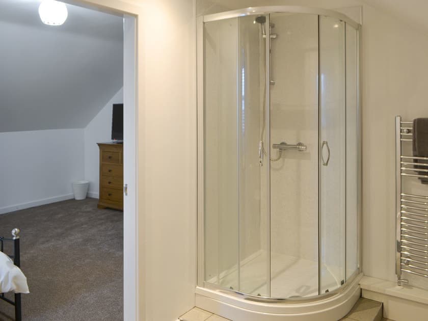 En-suite shower room with heated towel rail | Abbey Cottage, Longhirst, near Morpeth