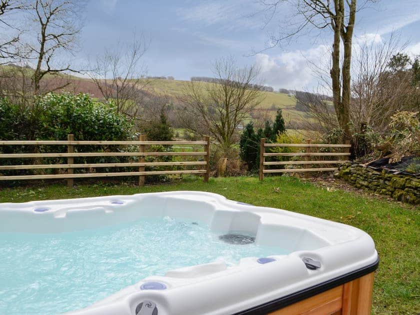 Wonderful relaxing hot tub with a fantastic view | Felin Gogoyan - Cambrian Mountains Glamping, Tregaron, near Lampeter