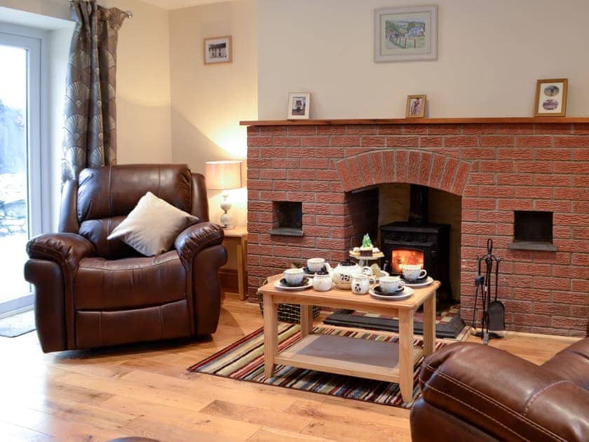 Lovely living room with patio doors | Felin Gogoyan - Cambrian Mountains Glamping, Tregaron, near Lampeter