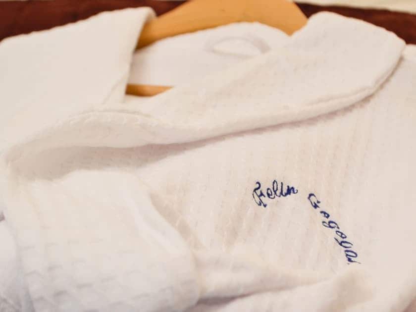 Cosy and fluffy complimentary bathrobes | Felin Gogoyan - Cambrian Mountains Glamping, Tregaron, near Lampeter
