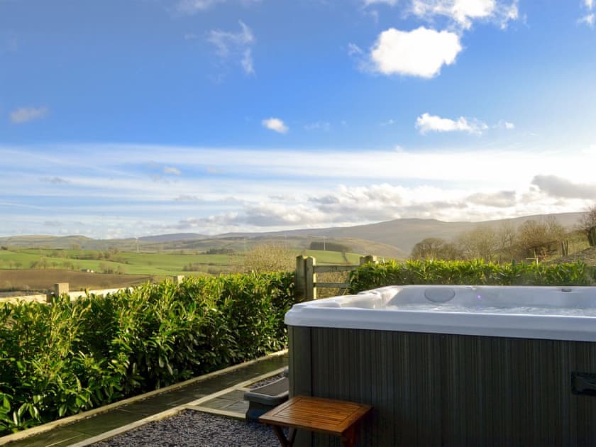 Wonderful hot tub with stunning views | The Barn, Gwyddelwern near Corwen