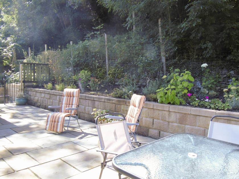 Enclosed patio with garden furniture and BBQ | Netherwood, Bakewell
