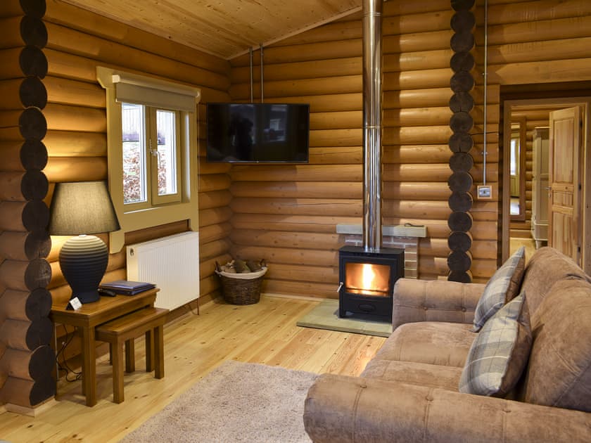 Cosy living area with wood burner | Chesters Lodge - Vindomora Country Lodges , Ebchester, near Consett
