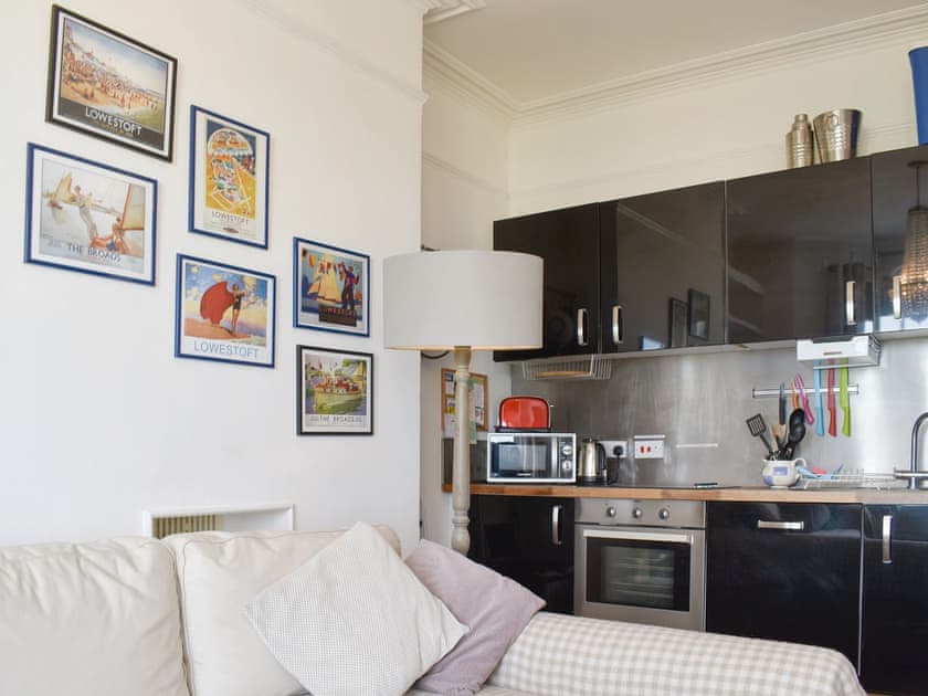 Convenient open-plan living space | Flat 3 Sea View - Moray Apartments, Lowestoft