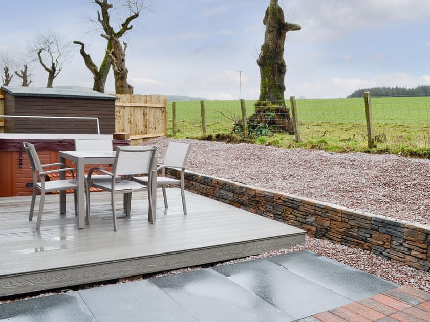Lovely outdoor area with wideranging views | Woodedge - Cairnyard Holiday Lodges, Lochanhead, Beeswing