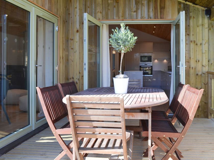 Outdoor dining area | Hen Harrier Lodge, St Columb Major, near Padstow