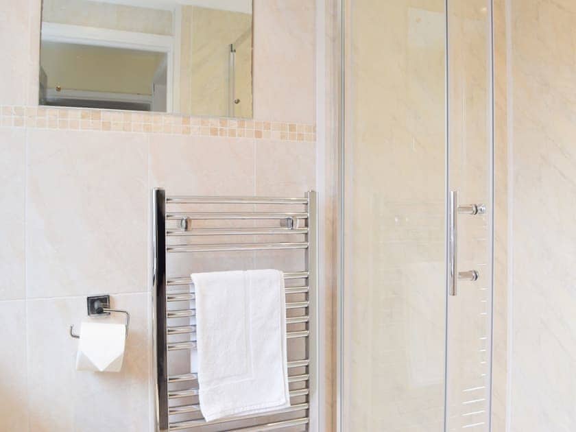 Shower room with heated towel rail | Parcllwyd Cottage, Cilgerran, near Cardigan