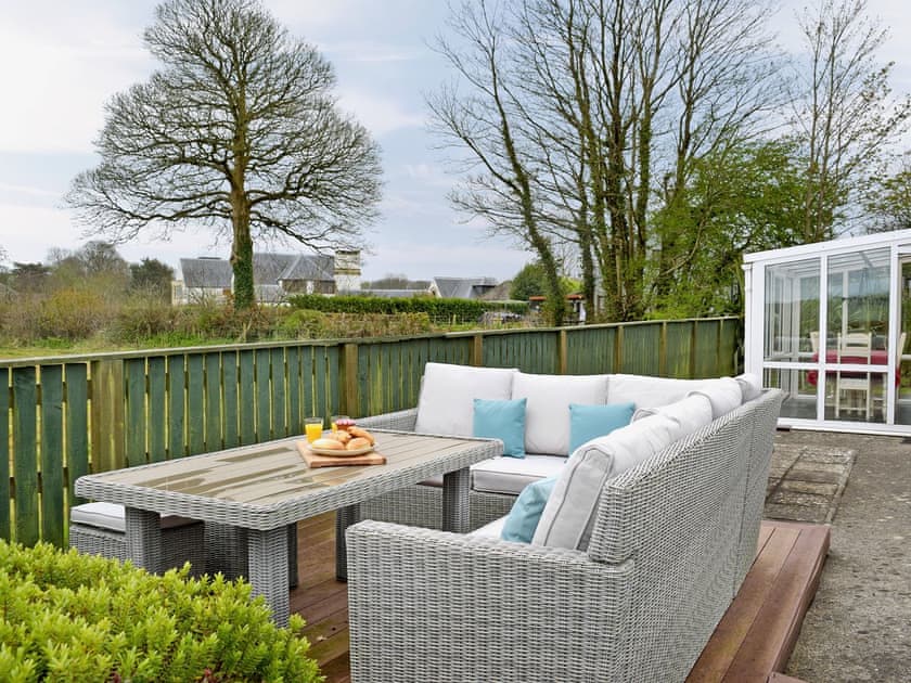 Large enclosed lawned garden with decking | Pleasant Valley, St Florence