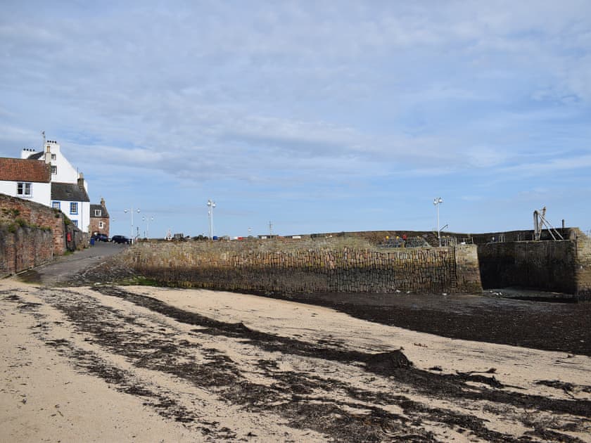 The sandy beach and slipway at Crail