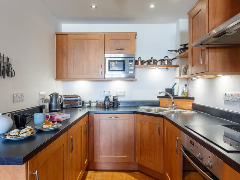 Well-equipped kitchen area | Fistral Waves - Ocean 1 Apartments, Newquay
