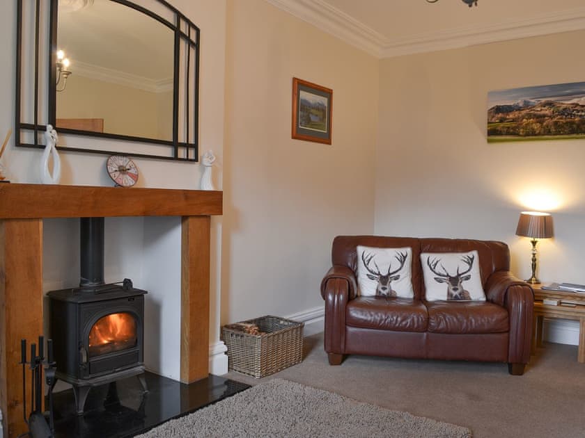 Living room with wood burner | Rowan House, Threlkeld, near Keswick