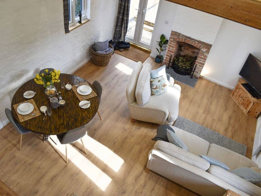 View over the living areas from the mezzanine | The Hay Barn, Beccles