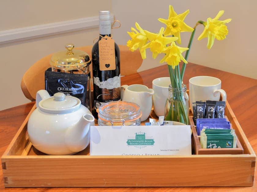 Typical Welsh welcome tray | Bwthyn Meillion - Benar Cottages, Penmachno, near Betws-y-Coed