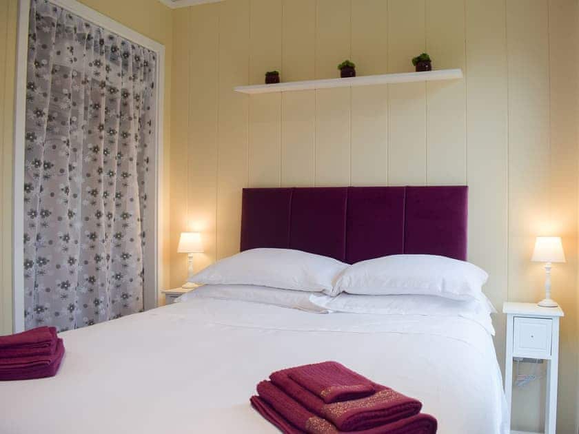 Tranquil double bedroom | The Wooden Lodge, Upper Lye, near Presteigne