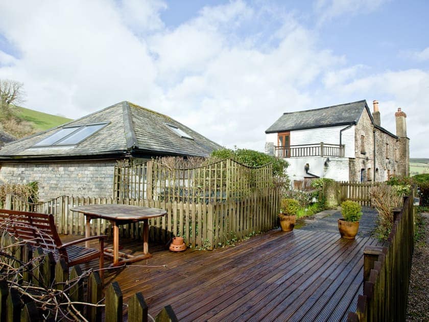 Lovely sun and barbecue deck with patio furniture | Coombery Loft - Tuckenhay Mill, Bow Creek, between Dartmouth and Totnes