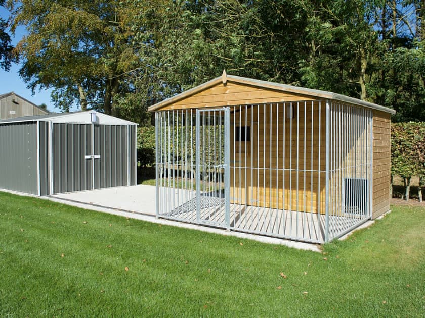 Outside space with kennels for two dogs | The Hind House, Cottam, near Driffield
