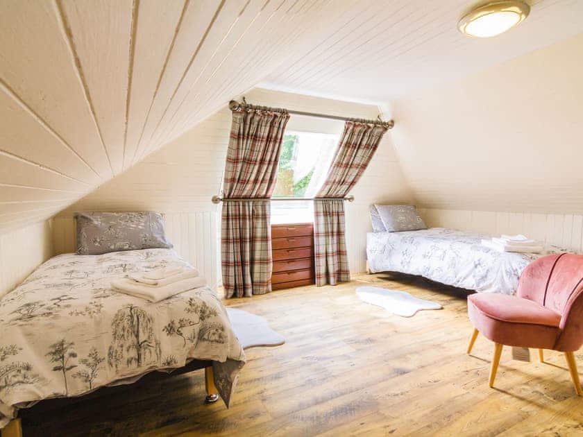 Upstairs twin bedroom (bedroom 3)  | Keepers Cottage - Dalnagar Castle And Cottages, Glenshee, near Blairgowrie