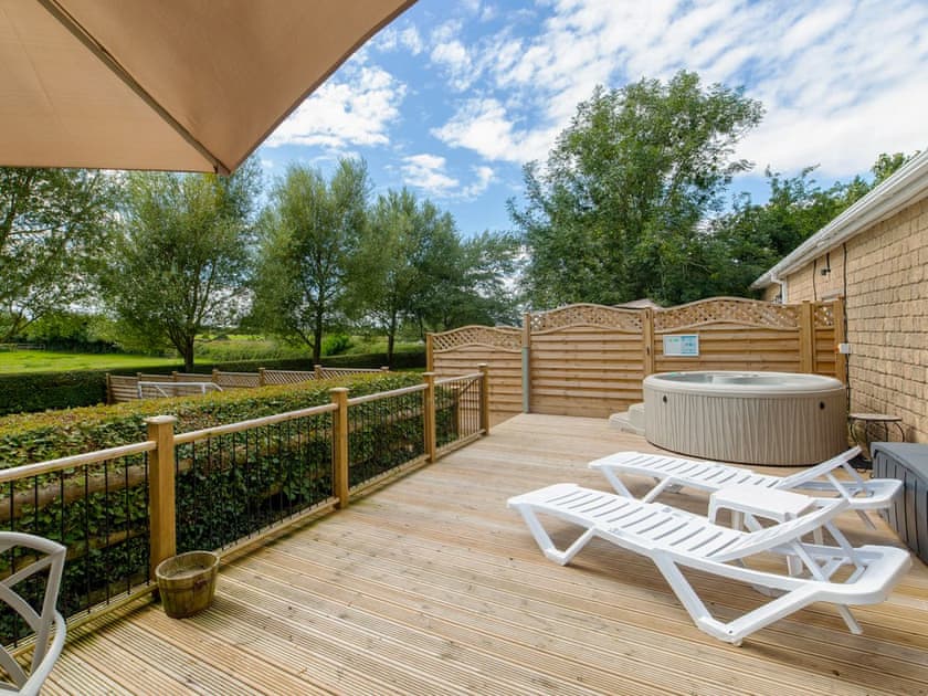 Decking area with hot tub | Luckington Stables 1 - Luckington Stables, Newbury, near Frome