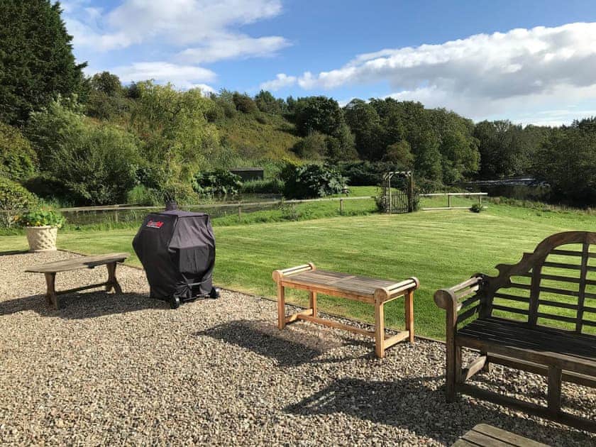 BBQ on the gravelled terrace | Wester Auchleuchrie, Memus, near Kirriemuir
