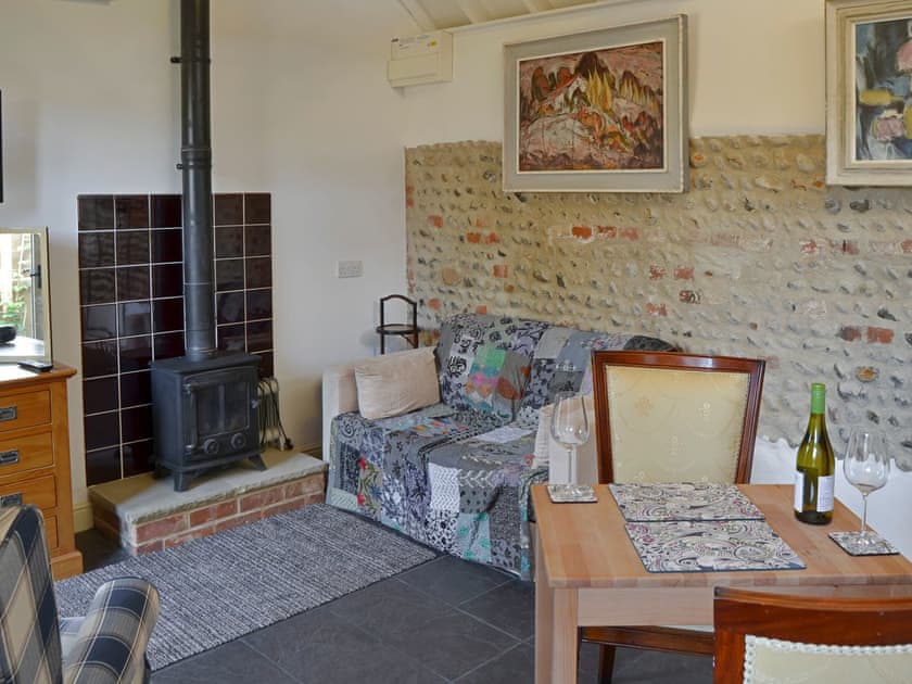 Cosy living area with wood burner | Stone House Farm - The Old Stables - Stone House Farm , Lessingham, near Stalham