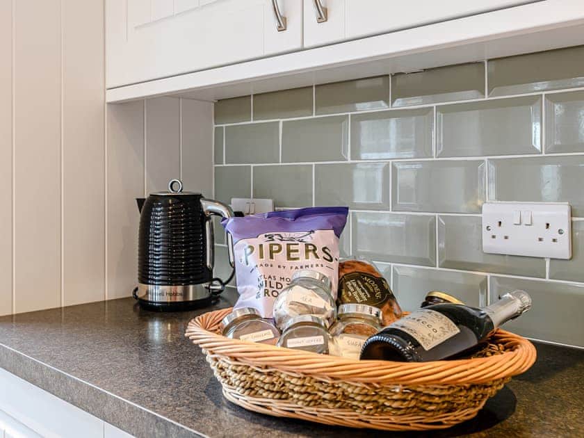 A basket of welcome gifts for you | White Oak Cottage, Hagworthingham, near Horncastle