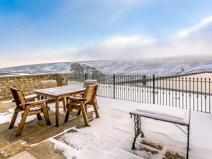 Patio | Waters Edge - Windleden Farm Cottages, Don View, near Dunford Bridge