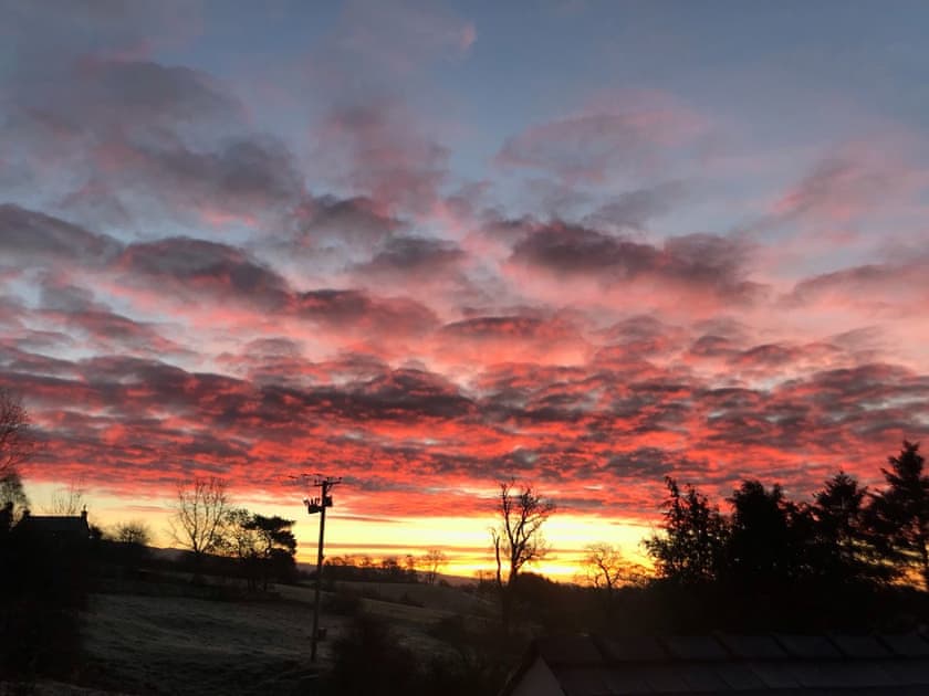 sunset from rear bedroom window | Cherry Cottage, Little Salkeld, near Penrith