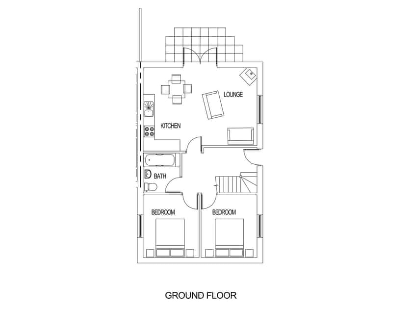 Floor plan.   Please note: the ground floor rooms marked as bedrooms are a dining room and a locked linen store.  | Beech Cottage - Copper Beech Cottages, Rothbury