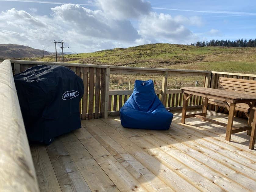 Ample decked area perfect for a bbq | Maggie’s Cabin, Oban